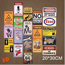 3D Cartoon Interest Warning Art Tin Sign Bar Cafe Home Wall Decor Metal Poster    202388308792